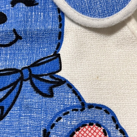 Vintage Gerber toddler Tie-On Bib Crumb Catcher Pocket Polyster/Vinyl Blue Dog - Picture 4 of 8